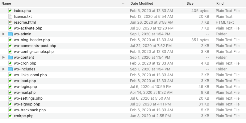 WordPress files