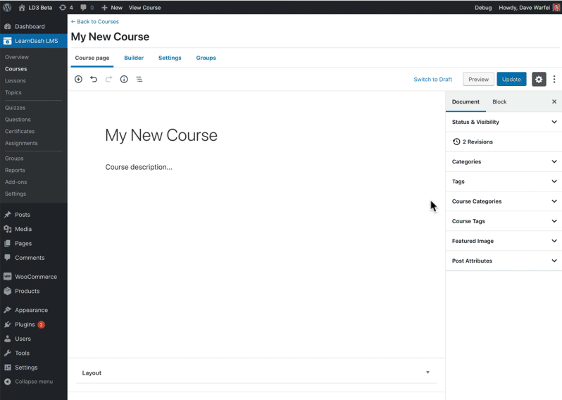 LearnDash set featured image