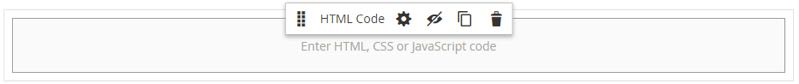 HTML Code toolbox options in Magento Page Builder element