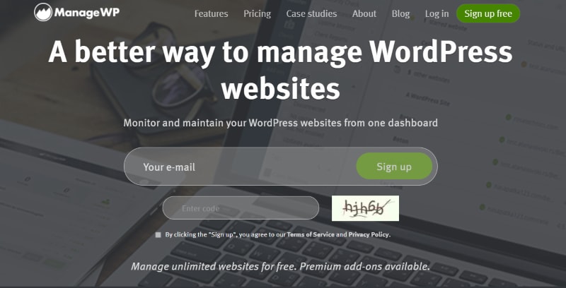 ManageWP homepage