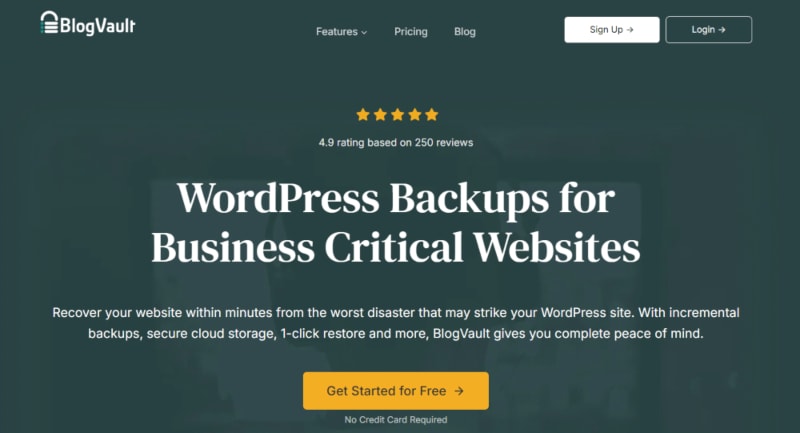 BlogVault homepage