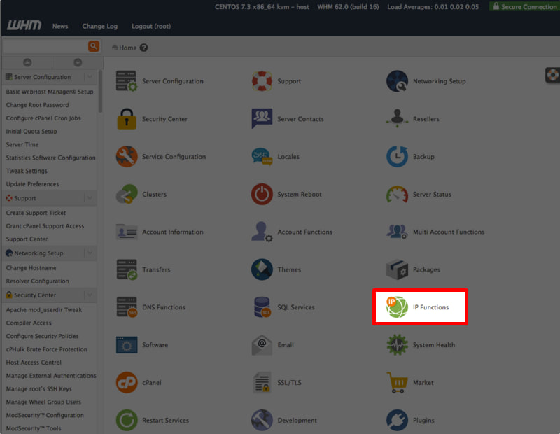 ip functions button highlighted