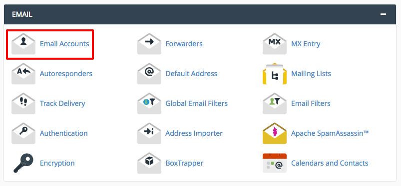 cPanel home page