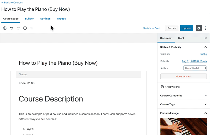 Setting price on Buy Now course in LearnDash