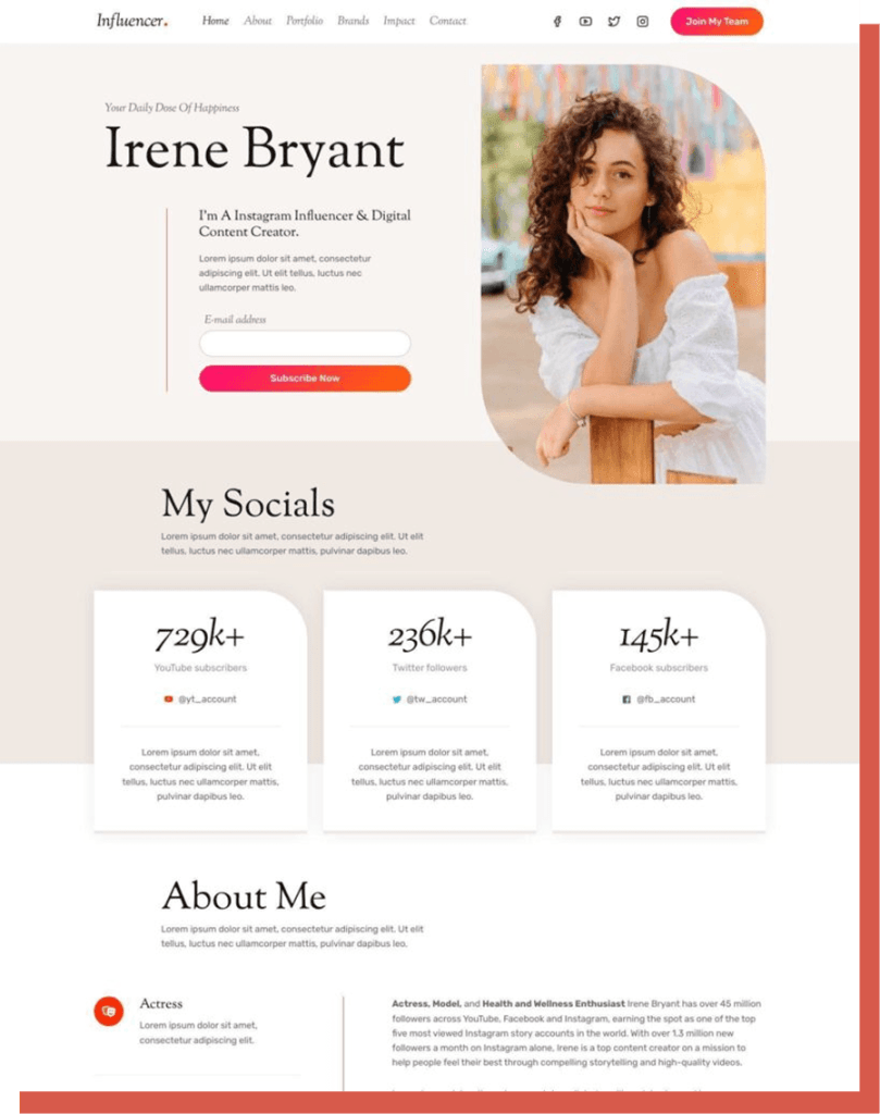 Content creator website built with Kadence Starter Templates.