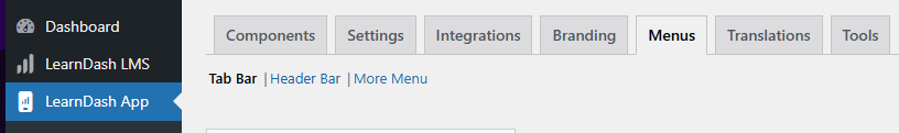 Screenshot of Menu Tab Bar menu