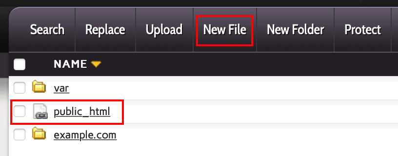 new file link highlighted