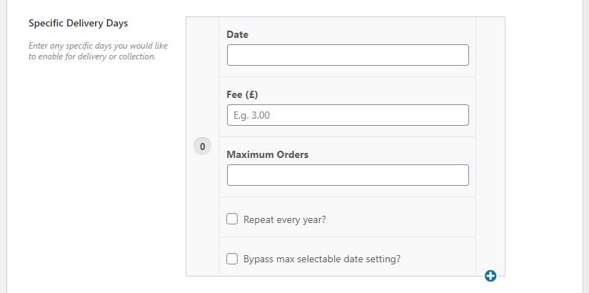 Specific delivery date settings