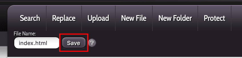file save link highlighted