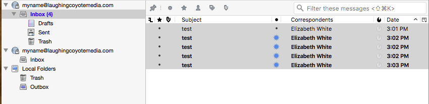emails selected on source