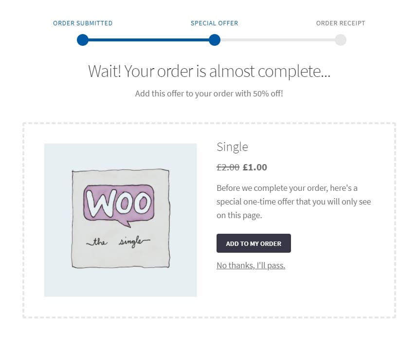 after checkout cross sell