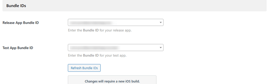 Screenshot of Bundle ID configuration
