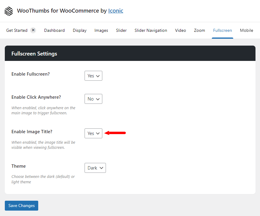 enable image title fullscreen woothumbs
