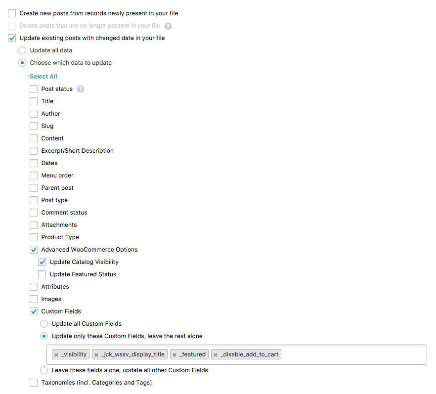 example of import screen ready to go