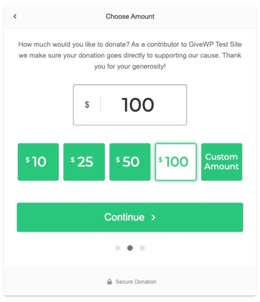 Step two of the multi-step donation form.