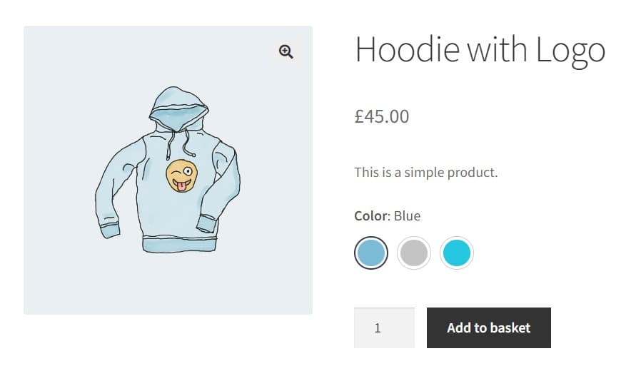 attribute swatches on the product page