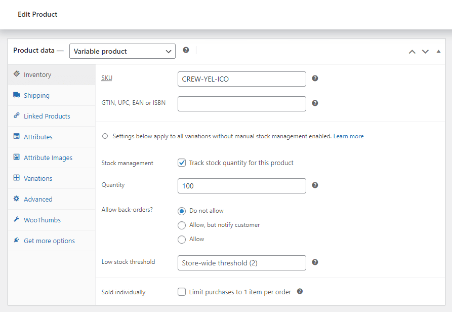 woocommerce sku code added