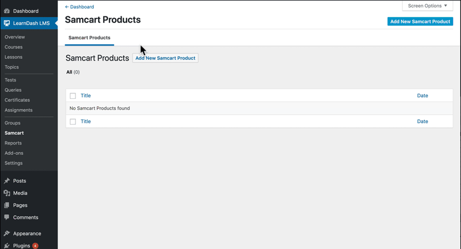 SamCart, creating product in WordPress