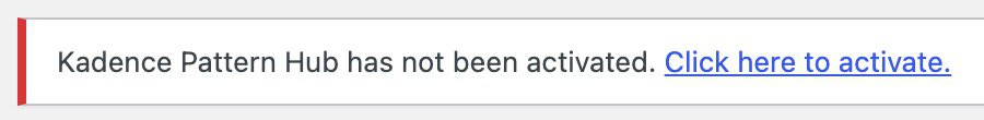 Activate Pattern Hub message