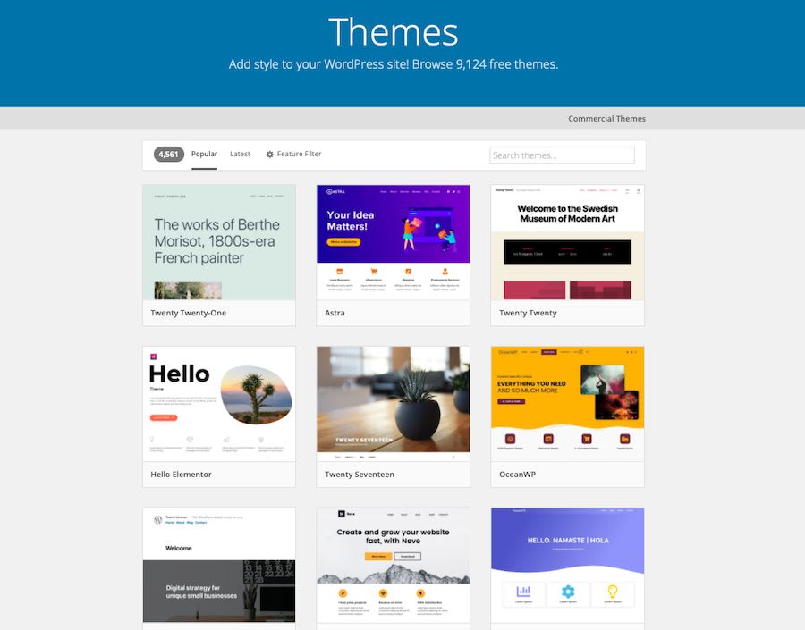 WordPress theme repository.