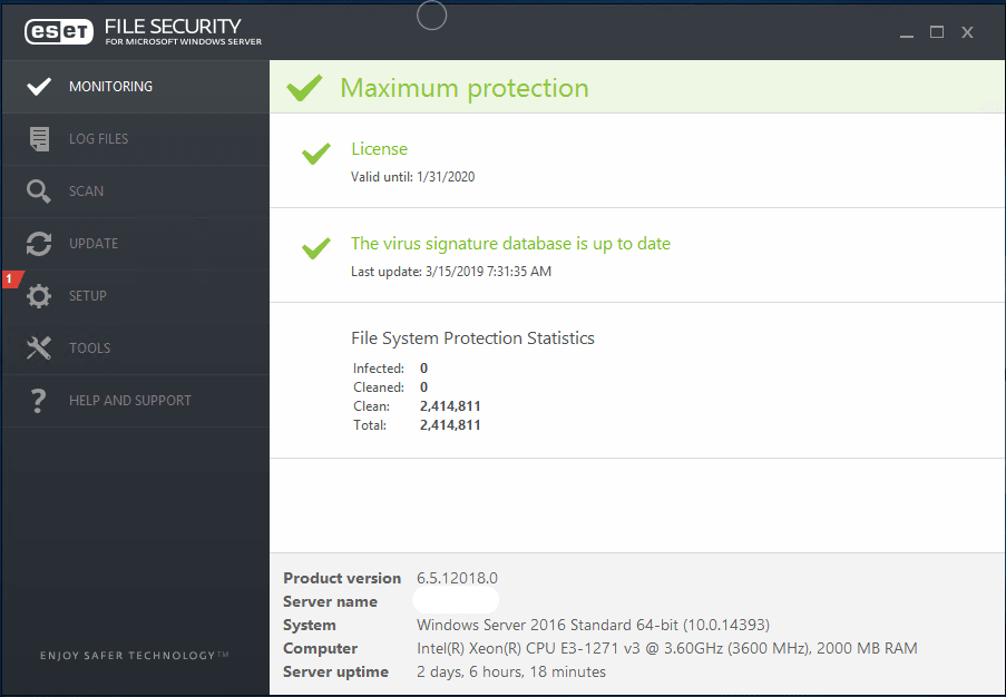 eset main screen