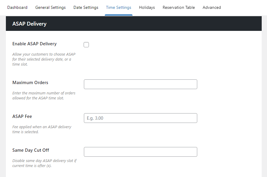 asap delivery delivery slots