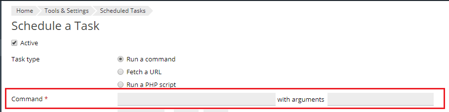 command field highlighted
