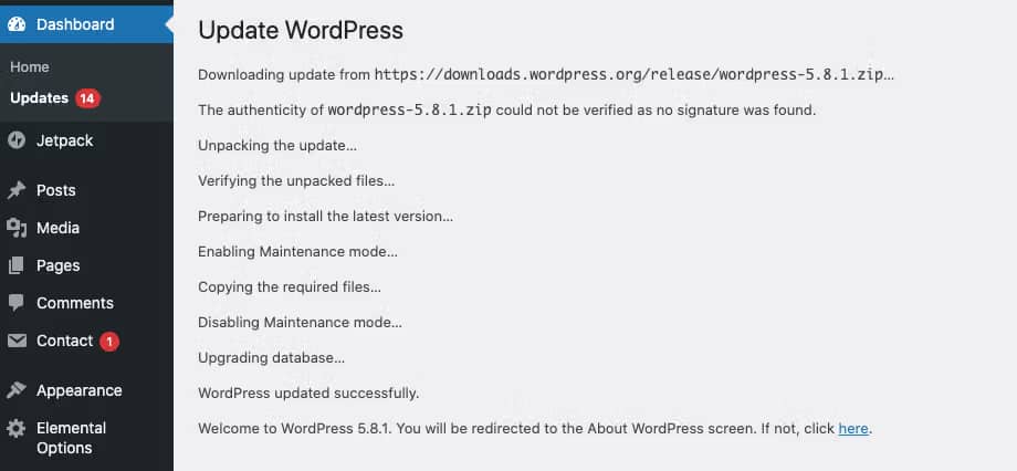 Update WordPress page 