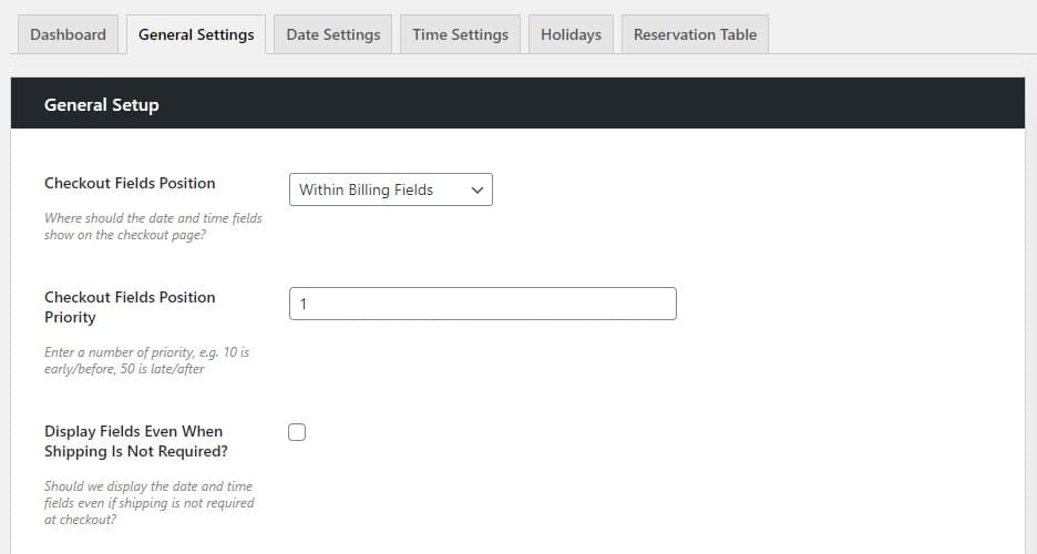 general settings
