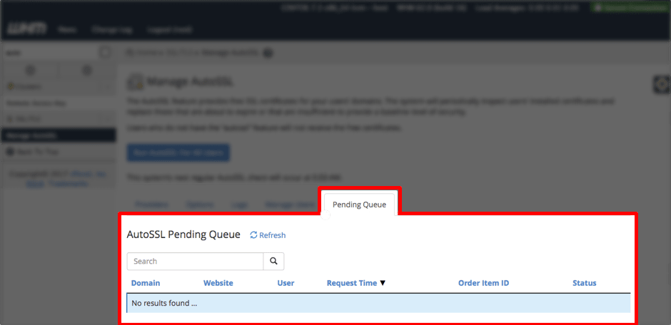 pending queue tab highlighted