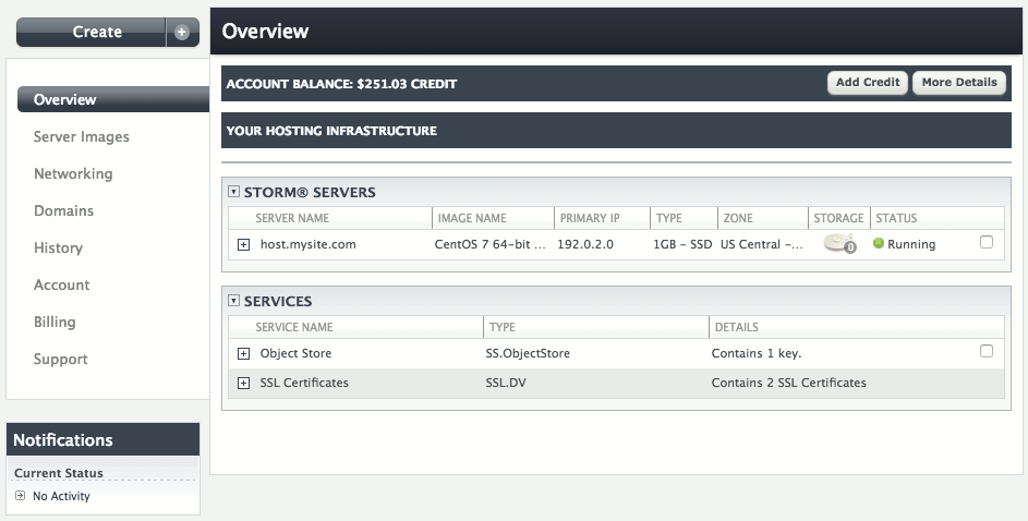 domains dashboard