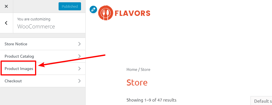 Access Product Images tab