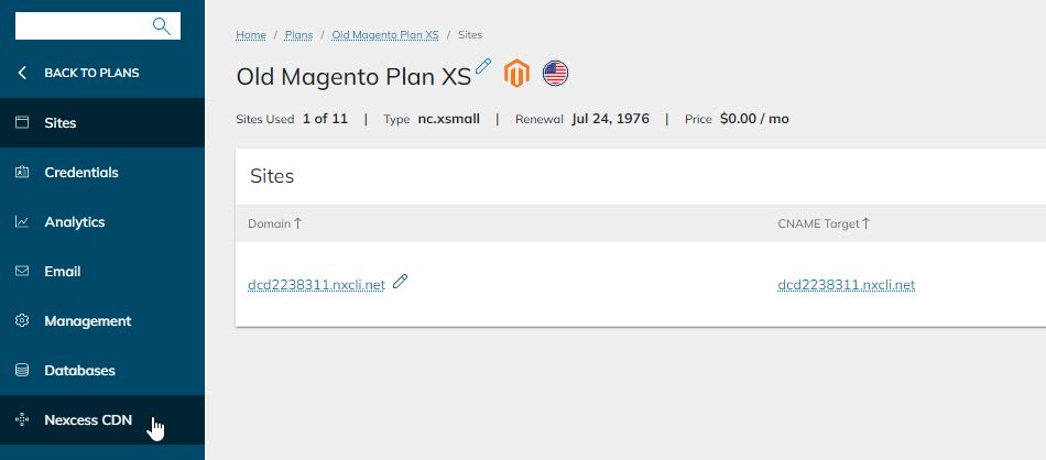 If your website is hosted within a Magento Cloud plan, you’ll need to go to Plans > Nexcess CDN.