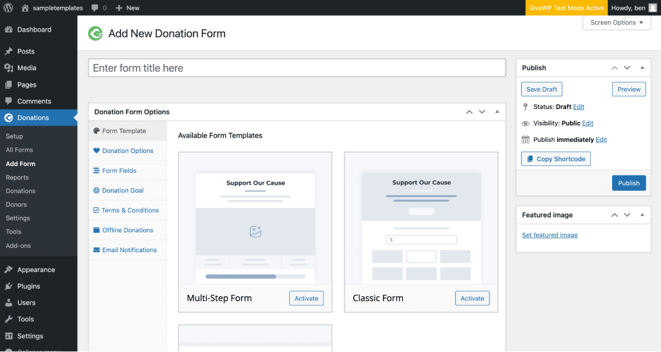 option-based forms template options