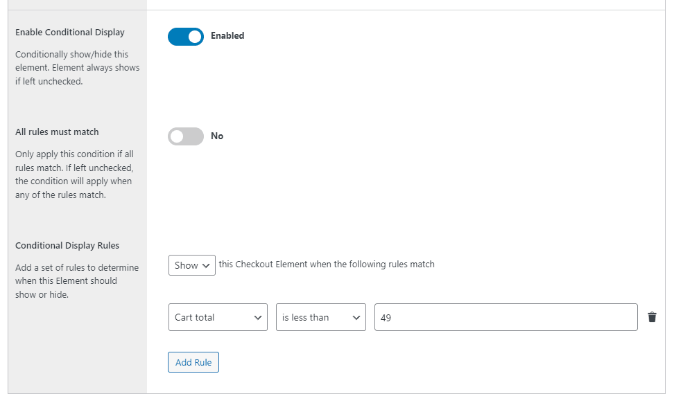 conditional cross-sell at checkout