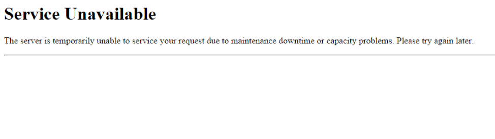 This is what the 503 error looks like on a web browser.