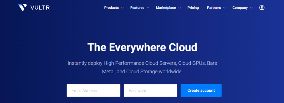 Vultr’s webpage.