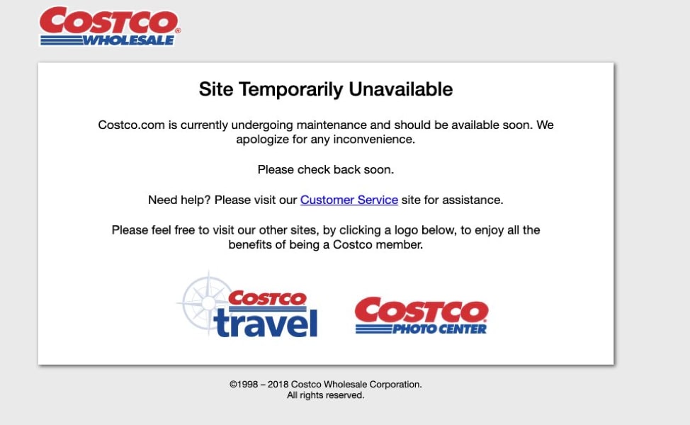 Costco’s website shut down on Thanksgiving.