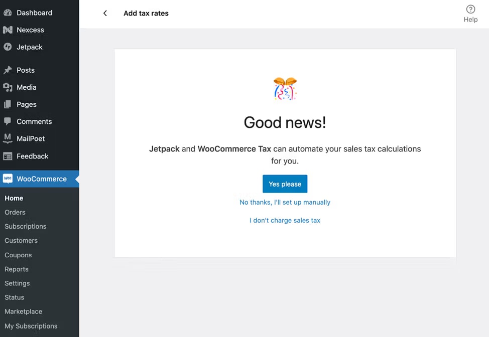 jetpack and woocommerce tax