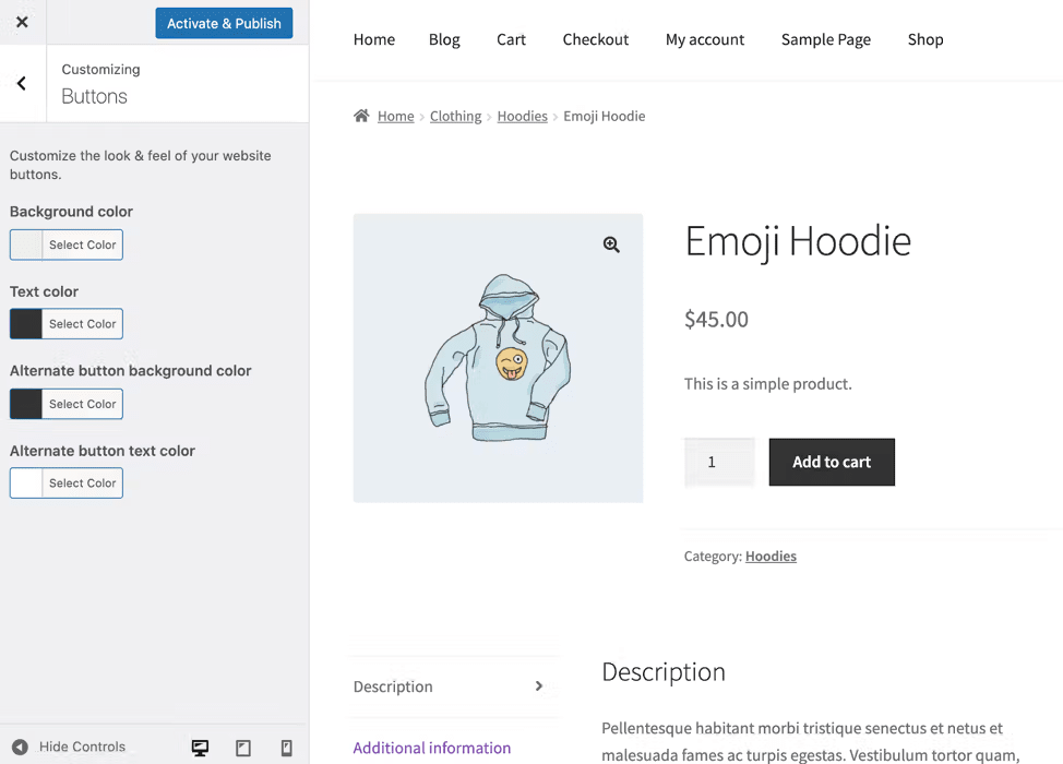 wp online store customizer