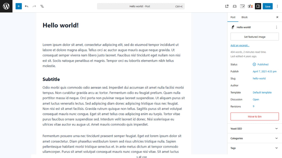 wordpress post