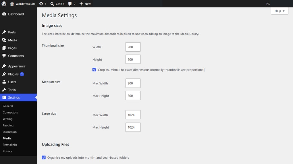wordpress settings