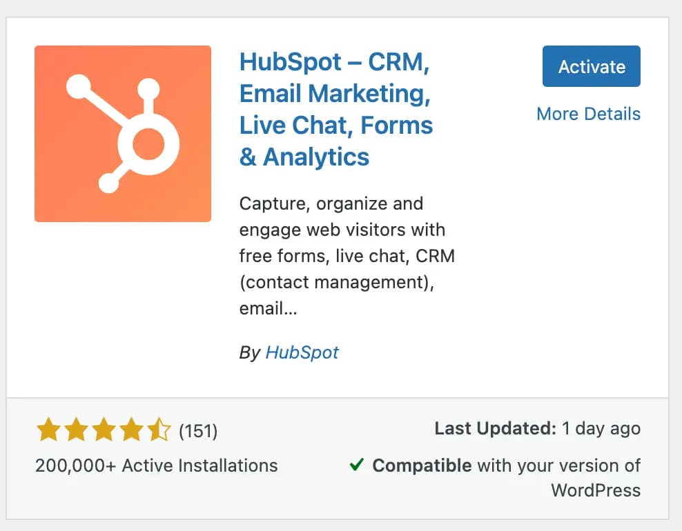hubspot plugin screenshot