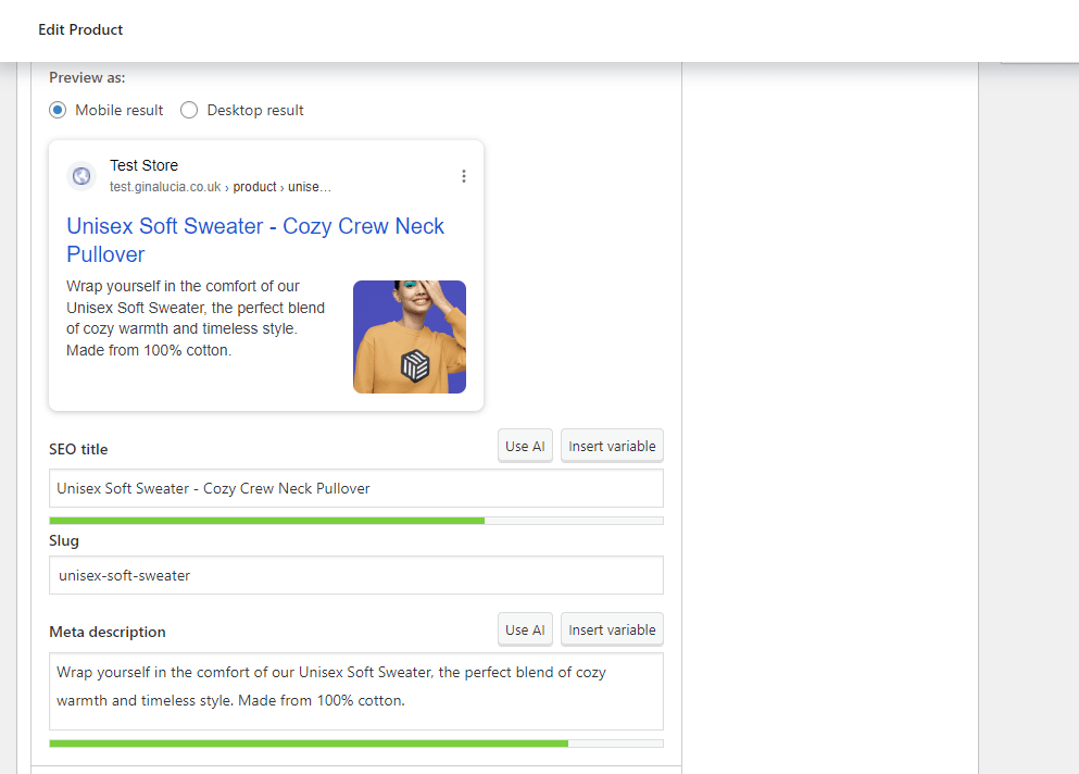 meta description product