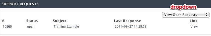 support request dropdown