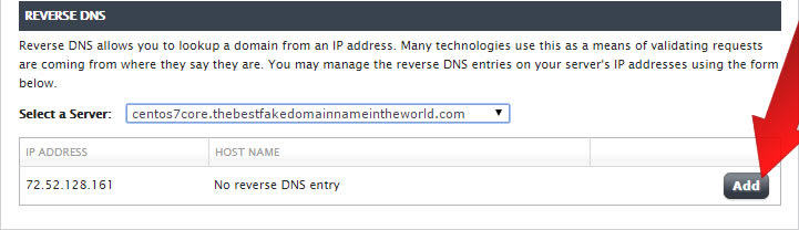 Using Manage to Update Reverse DNS