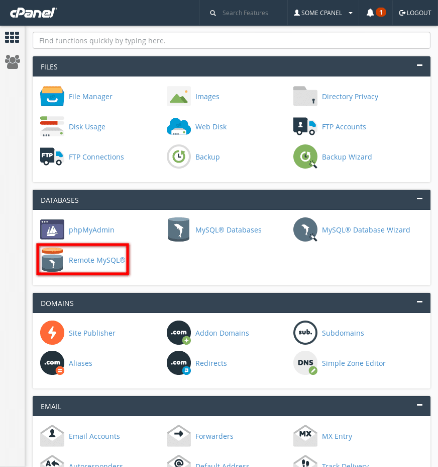 cPanel - Remote MySQL list