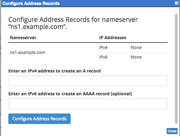 Enter in the IP (or IPv6) address of the hostname/server that is holding your domain's records.