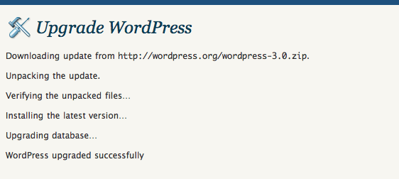 WordPress Upgrade Successful