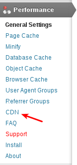 CDN settings page